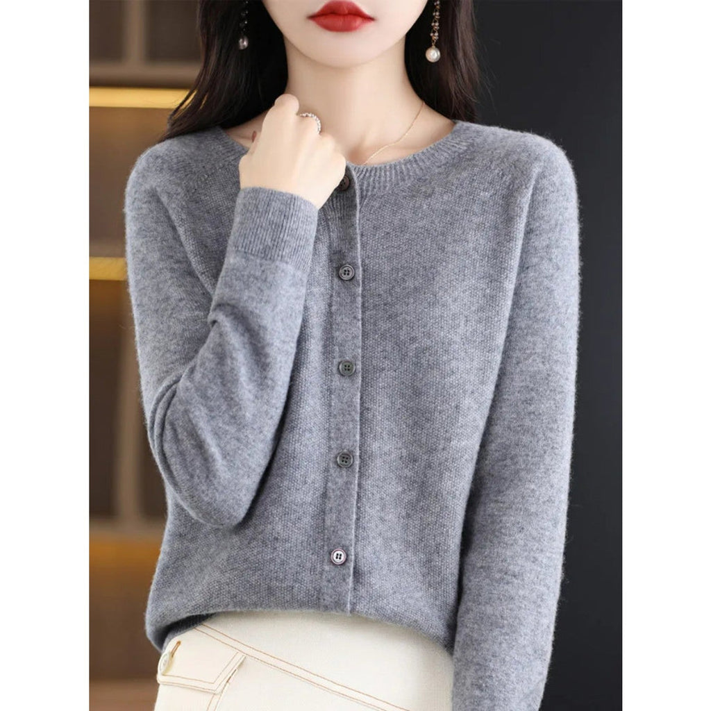 WW | Klassische Rundhals Strickjacke Für Damen