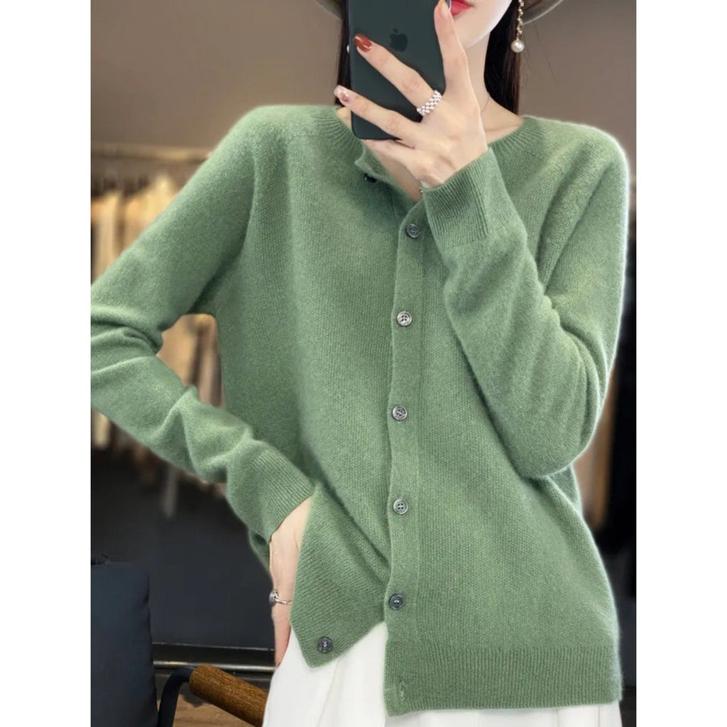 WW | Klassische Rundhals Strickjacke Für Damen