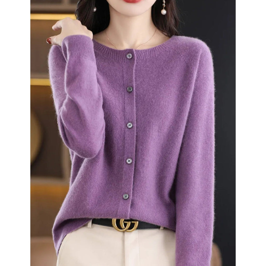 WW | Klassische Rundhals Strickjacke Für Damen