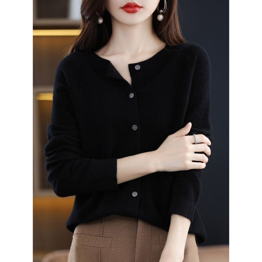 WW | Klassische Rundhals Strickjacke Für Damen