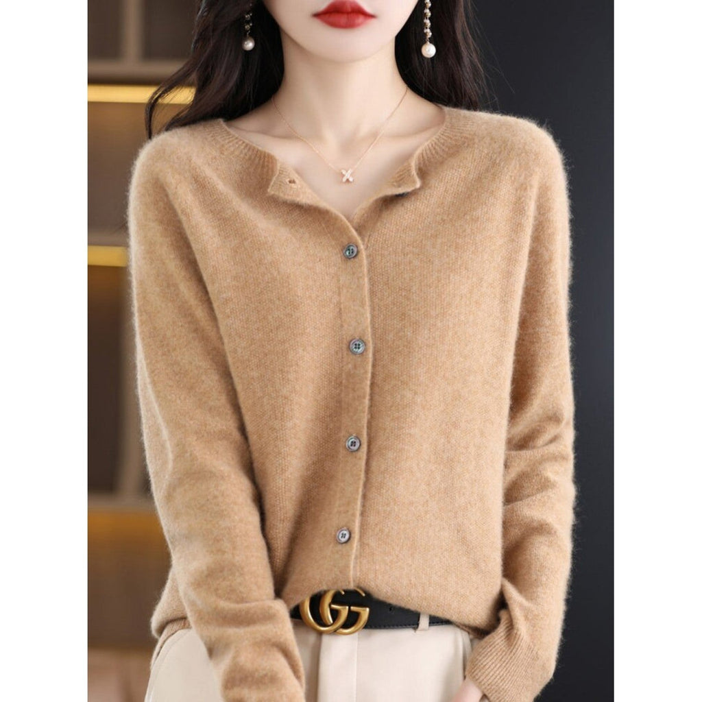 WW | Klassische Rundhals Strickjacke Für Damen