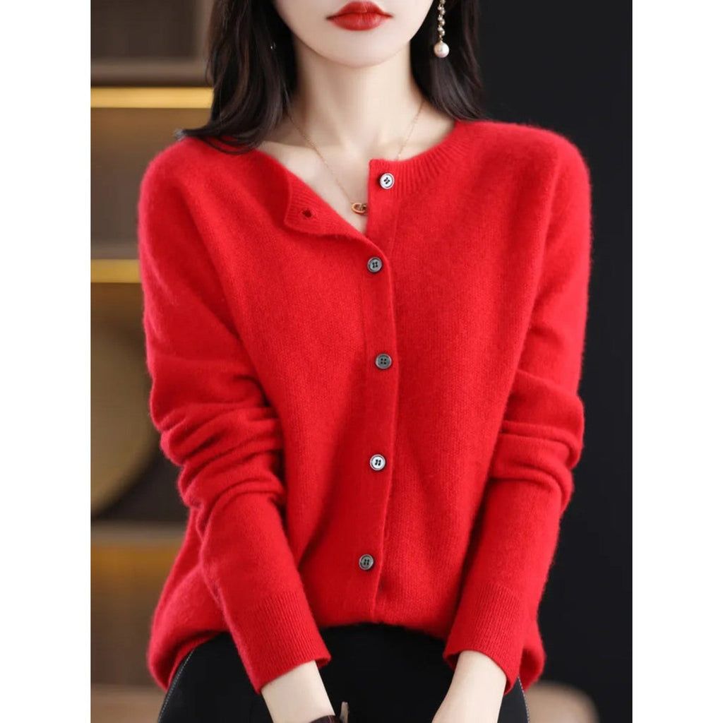 WW | Klassische Rundhals Strickjacke Für Damen
