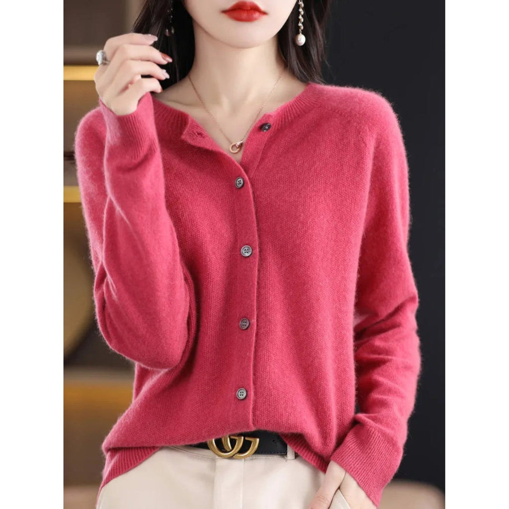 WW | Klassische Rundhals Strickjacke Für Damen