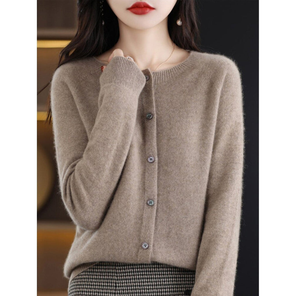 WW | Klassische Rundhals Strickjacke Für Damen