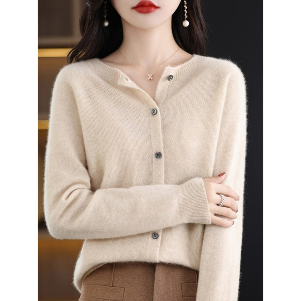 WW | Klassische Rundhals Strickjacke Für Damen