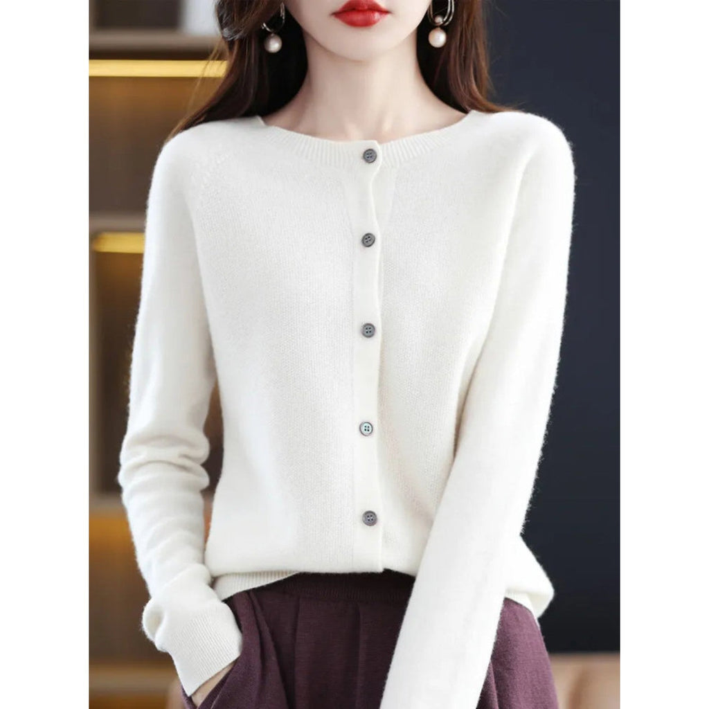 WW | Klassische Rundhals Strickjacke Für Damen