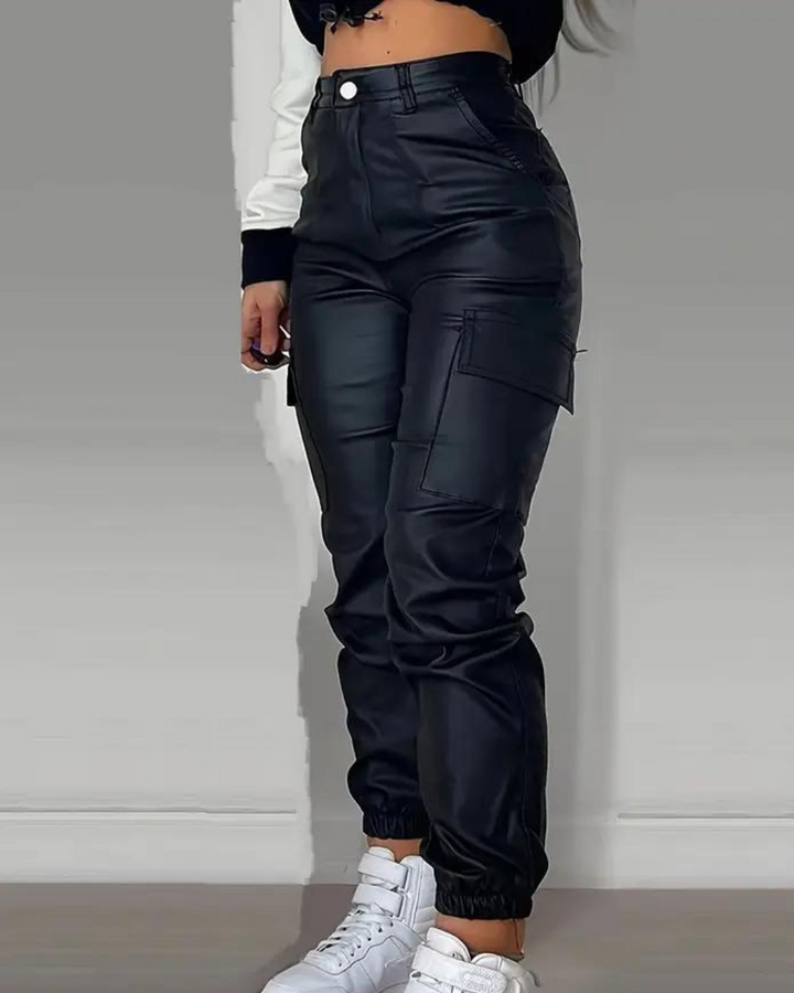 W&W Mode | Hochtaillierte Leder Jogginghose für Frauen