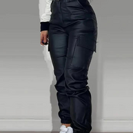 WW | Hochtaillierte Leder Jogginghose für Frauen