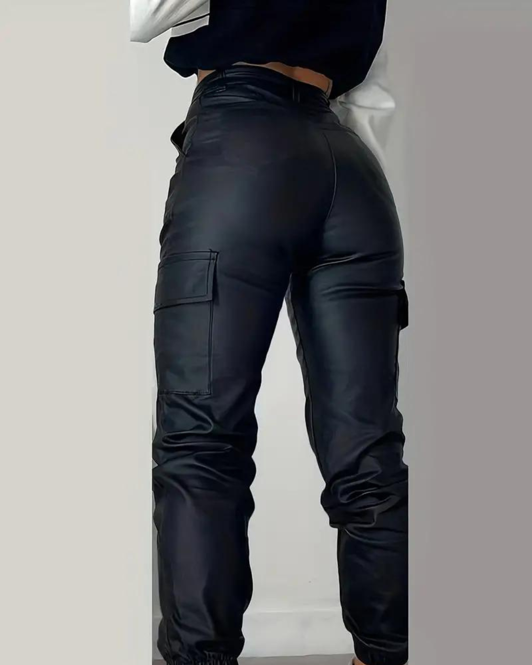 W&W Mode | Hochtaillierte Leder Jogginghose für Frauen