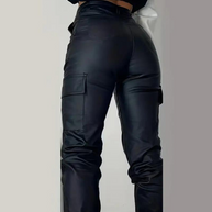 WW | Hochtaillierte Leder Jogginghose für Frauen