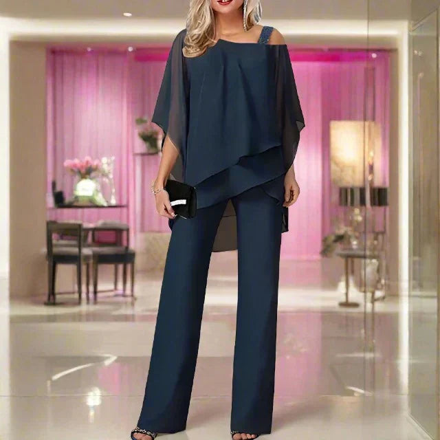 WW | teilige Chiffon-Set - raffinierter Damen-Top und Jumpsuit