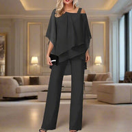 WW | teilige Chiffon-Set - raffinierter Damen-Top und Jumpsuit