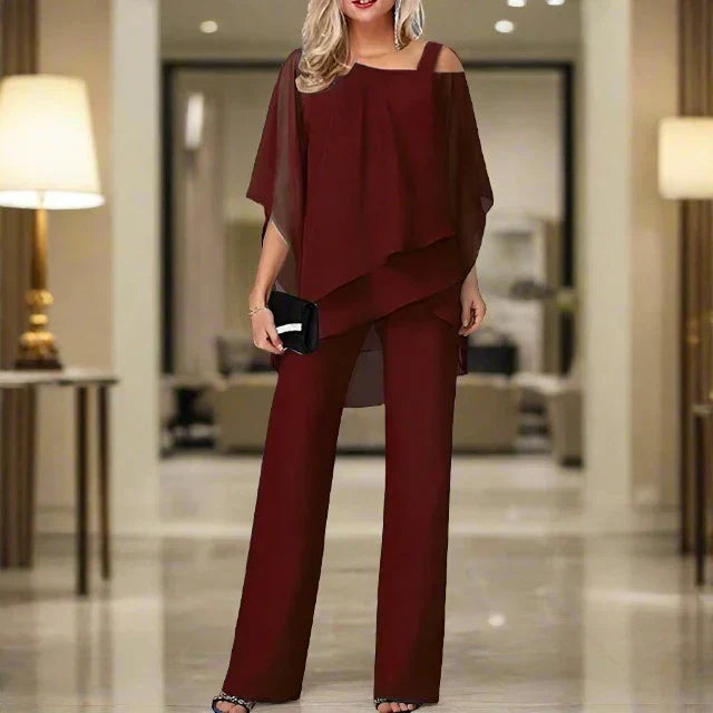 WW | teilige Chiffon-Set - raffinierter Damen-Top und Jumpsuit