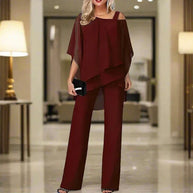 WW | teilige Chiffon-Set - raffinierter Damen-Top und Jumpsuit