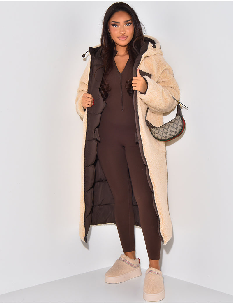 W&W Mode | Warme Gefütterte Winterjacke für Damen - Wendbare Fleecejacke