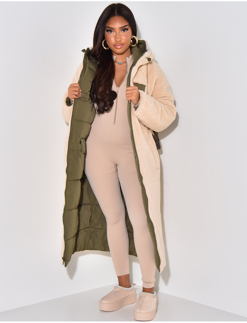 W&W Mode | Warme Gefütterte Winterjacke für Damen - Wendbare Fleecejacke