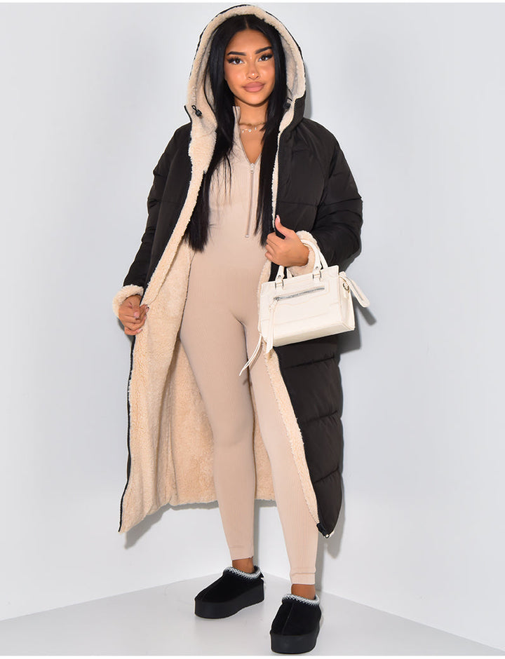 W&W Mode | Warme Gefütterte Winterjacke für Damen - Wendbare Fleecejacke