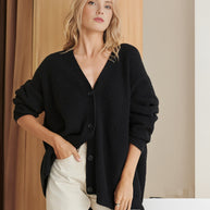 WW Cardigan | Elegante, übergroße weste für Damen mit Knopfverschluss und V-Ausschnitt