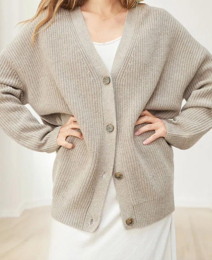 W&W Mode Cardigan | Elegante, übergroße weste für Damen mit Knopfverschluss und V-Ausschnitt