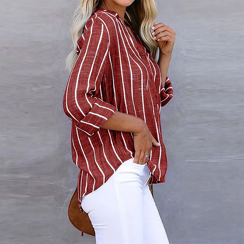 WW | Bluse Elegant Lose Gestreifte Bluse