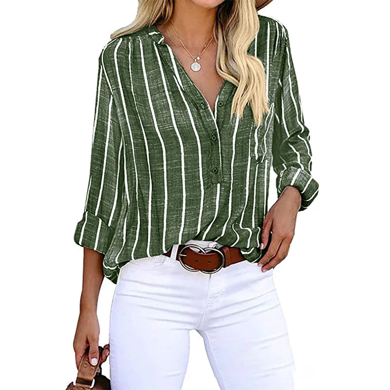 WW | Bluse Elegant Lose Gestreifte Bluse