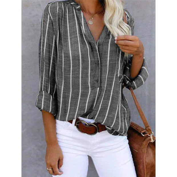 WW | Bluse Elegant Lose Gestreifte Bluse
