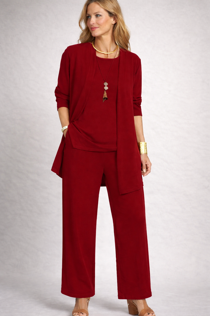 W&W Mode | Damen 3-Teiliges Set mit Cardigan und Weiter Hose