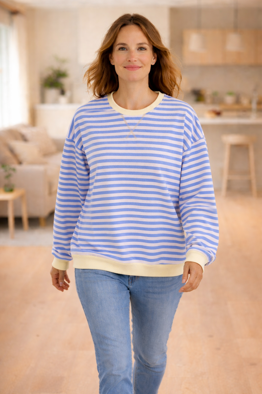 W&W Mode Damen Pullover gestreift Rundhals langarm locker