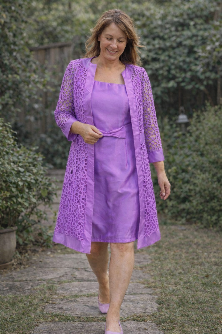 Damen zweiteiliges Spitzenkleid mit Jacke