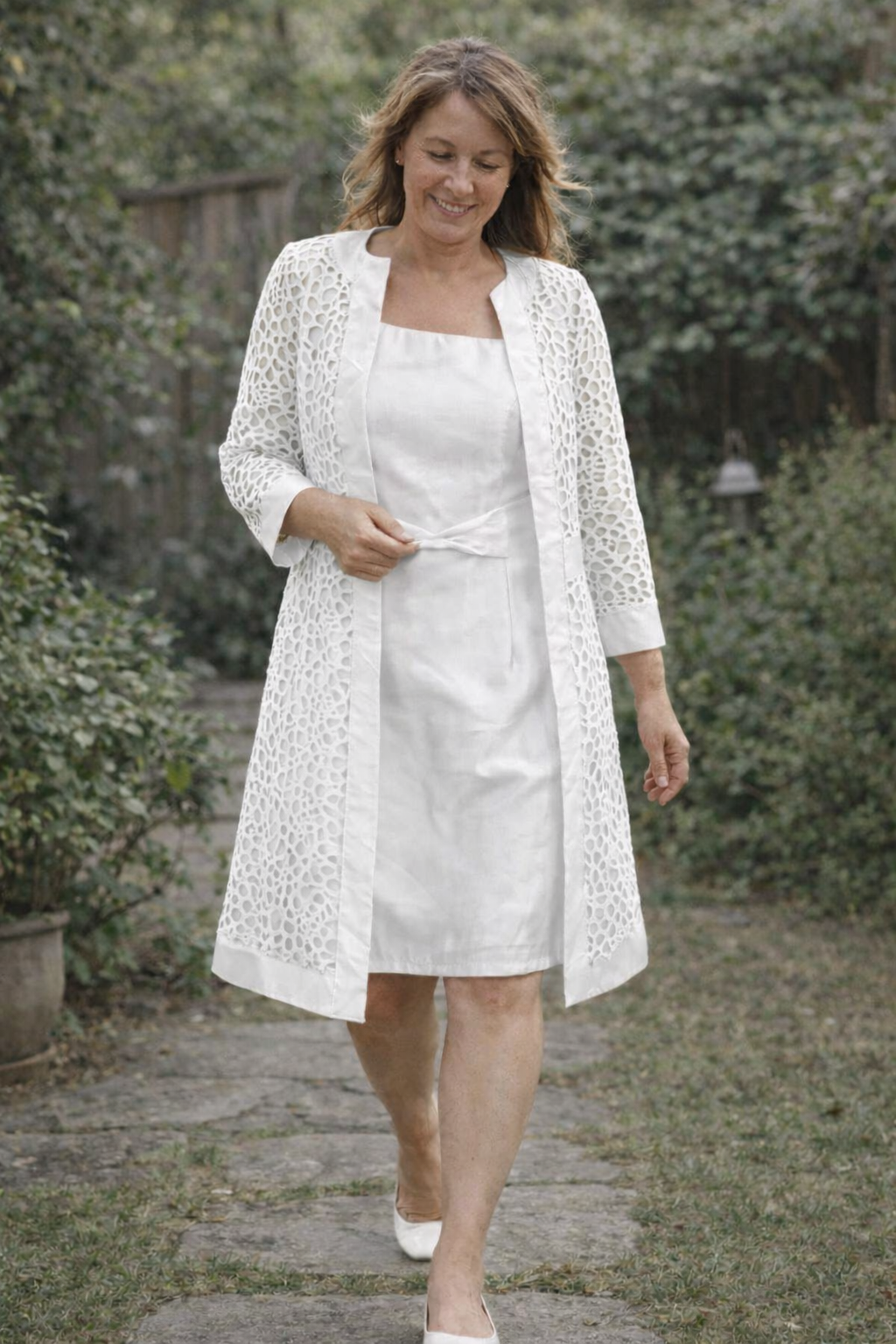 Damen zweiteiliges Spitzenkleid mit Jacke