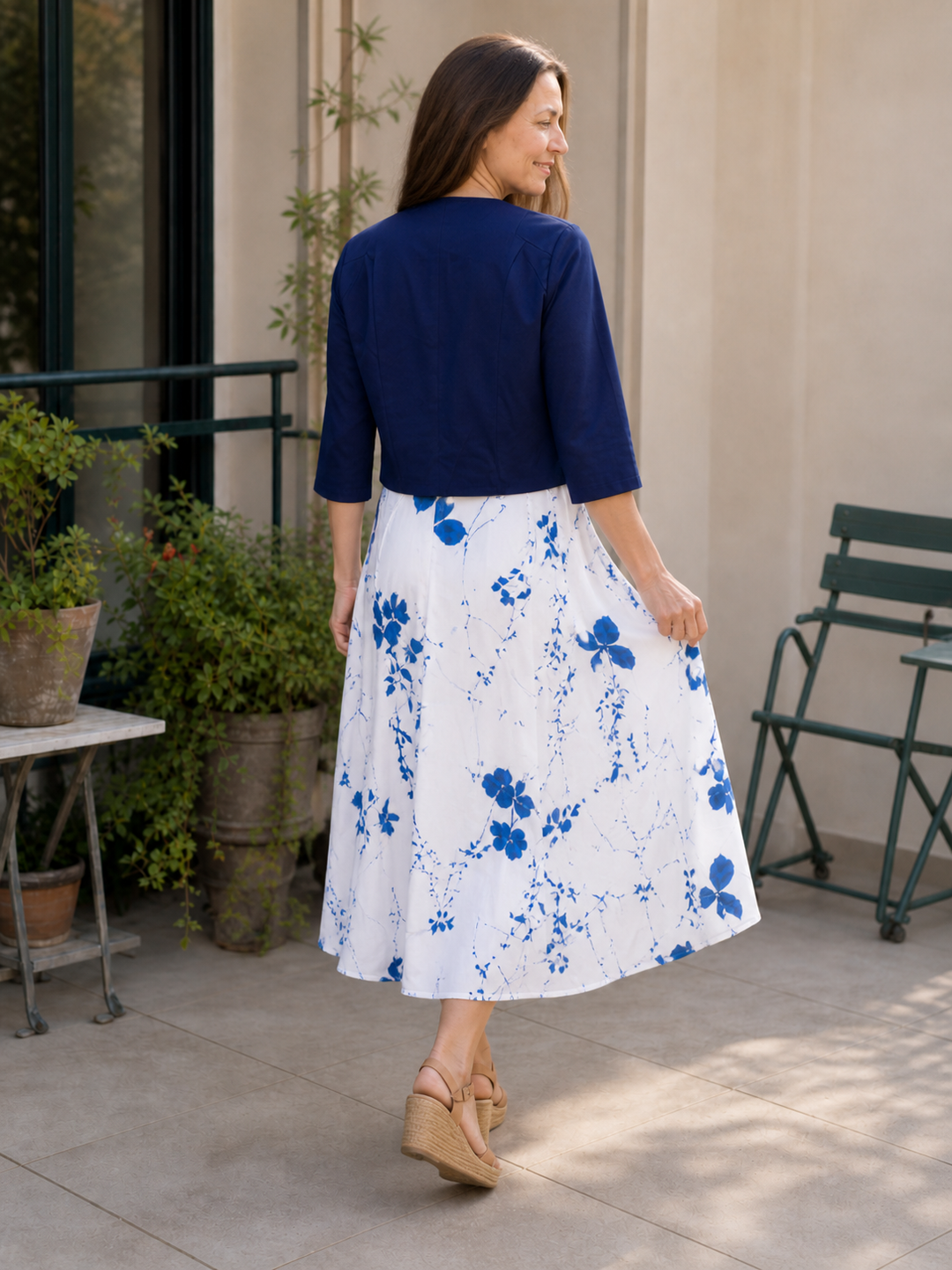 Damen zweiteiliges Kleid-Set mit Blumenmuster und Crop-Top
