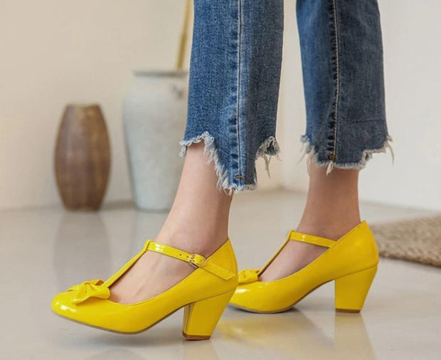 WW | Vintage Schuhe Damen Gelb Schleife