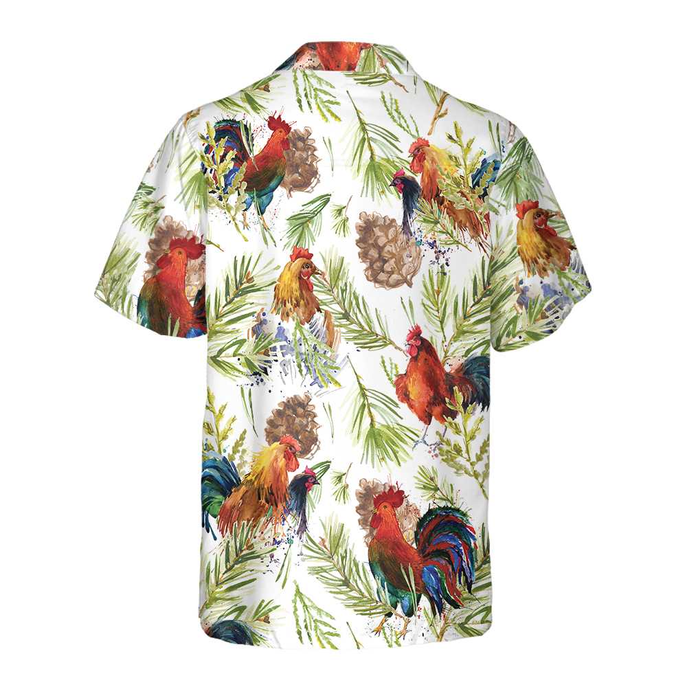 WW | Hähnchen mit Weihnachts Pflanzen Hawaiian Shirt, einzigartiges Weihnachts Hähnchen Shirt, beste Weihnachts Geschenk Idee