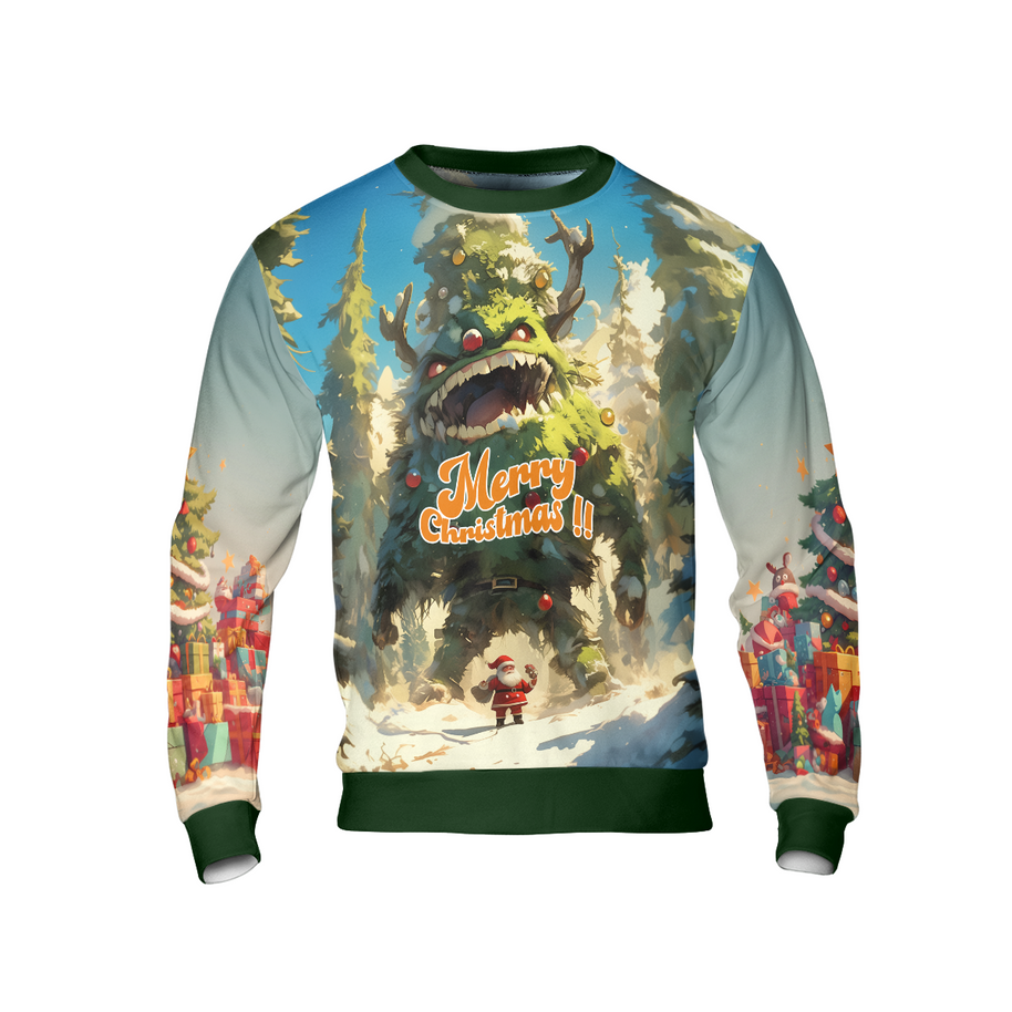 WW | Weihnachtsbaum Monster Hässlicher Pullover, Santa Fröhliche Weihnachten Pullover - HYPERFAVOR