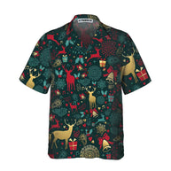 WW | Weihnachtsgoldhirschmuster Hawaiian Shirt, Weihnachtsren Shirt, Beste Weihnachtsgeschenkidee