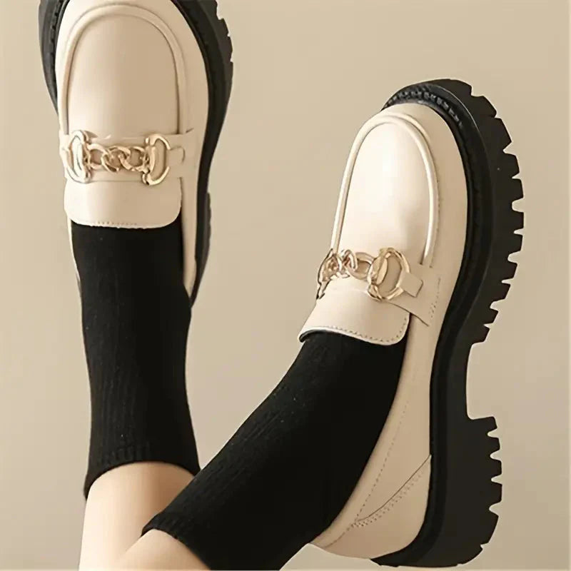 WW | Loafers, Slip On, Dekor Kette, Damenschuhe, Plattform Schuhe