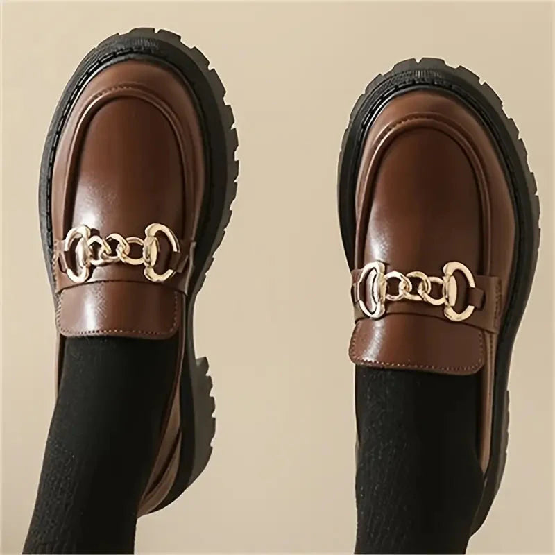 WW | Loafers, Slip On, Dekor Kette, Damenschuhe, Plattform Schuhe