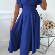 WW | Elegantes Midi Kleid Mit Schmetterlingsärmeln
