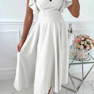 WW | Elegantes Midi Kleid Mit Schmetterlingsärmeln