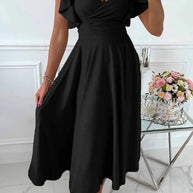 WW | Elegantes Midi Kleid Mit Schmetterlingsärmeln