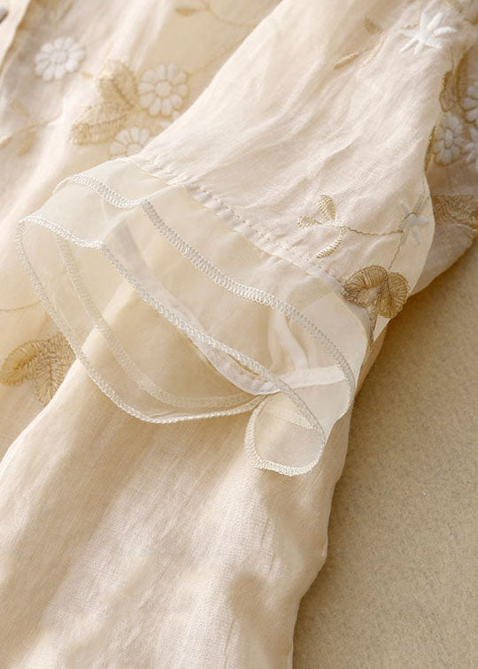 WW | Bestickte Baumwoll Leinen Bluse