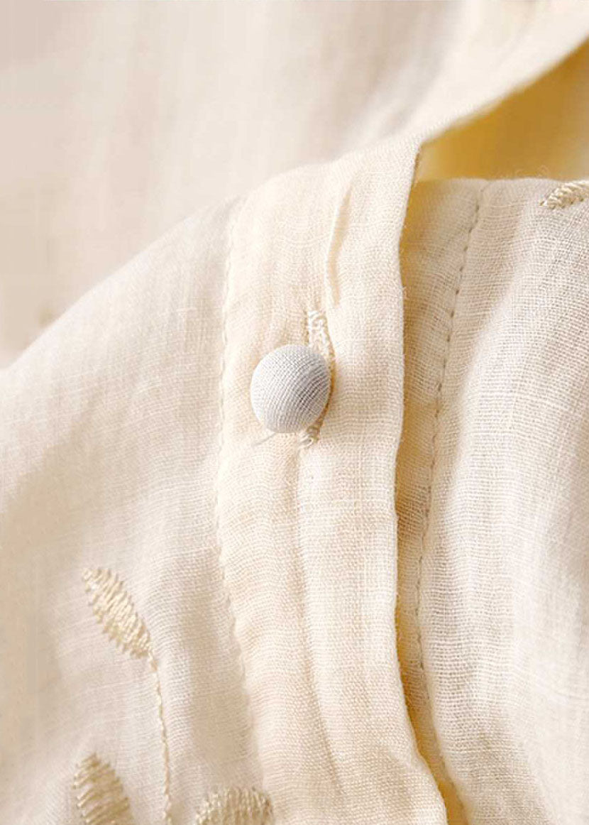 WW | Bestickte Baumwoll Leinen Bluse