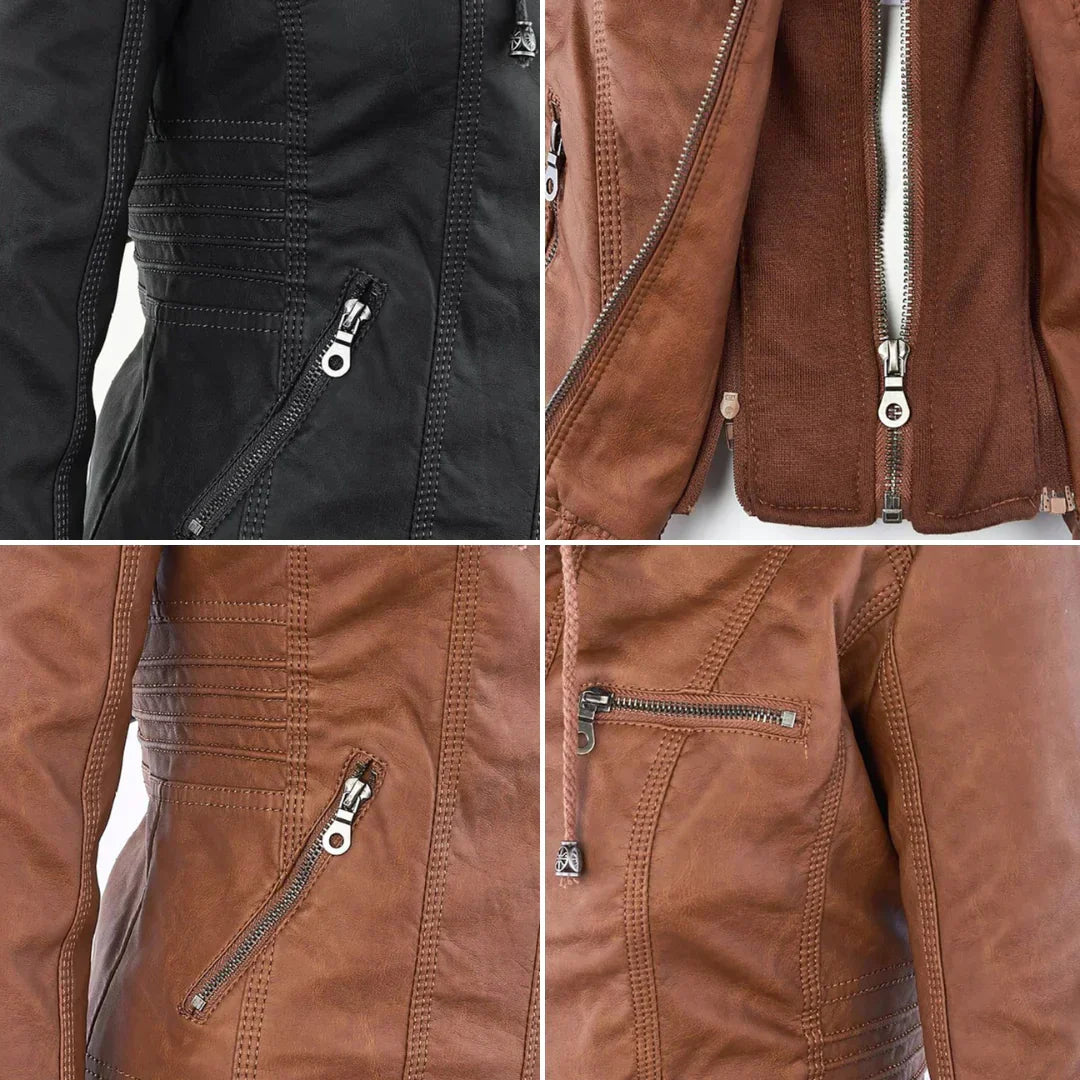 W&W Mode | Elegantes Motorradjacke Mit Kapuze Aus Hochwertigem Leder