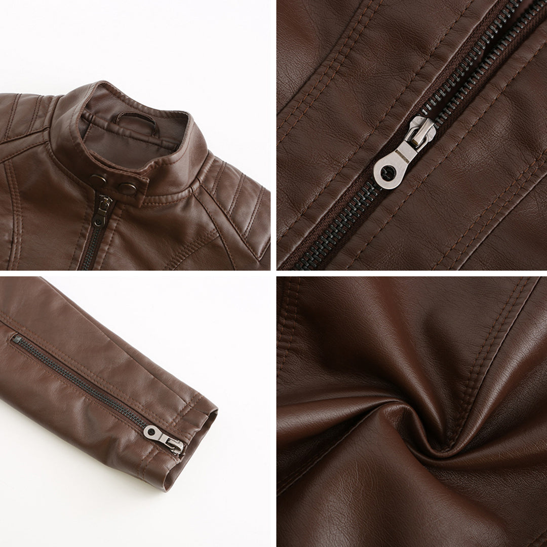 W&W Mode | Lederjacke für Damen - Modische Jacke mit Reißverschluss