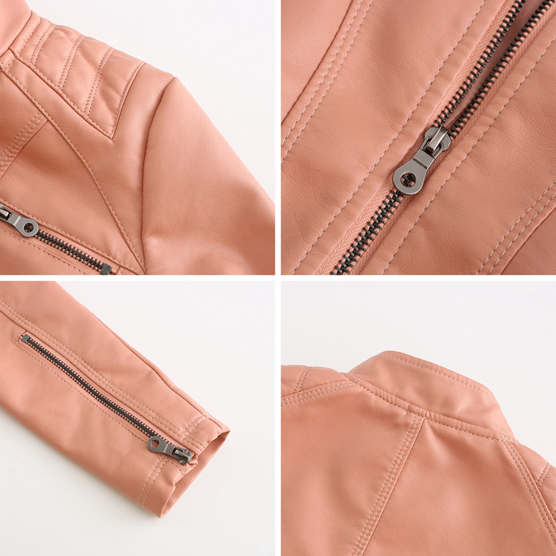 W&W Mode | Lederjacke für Damen - Modische Jacke mit Reißverschluss