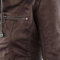 WW | Elegantes Motorradjacke Mit Kapuze Aus Hochwertigem Leder