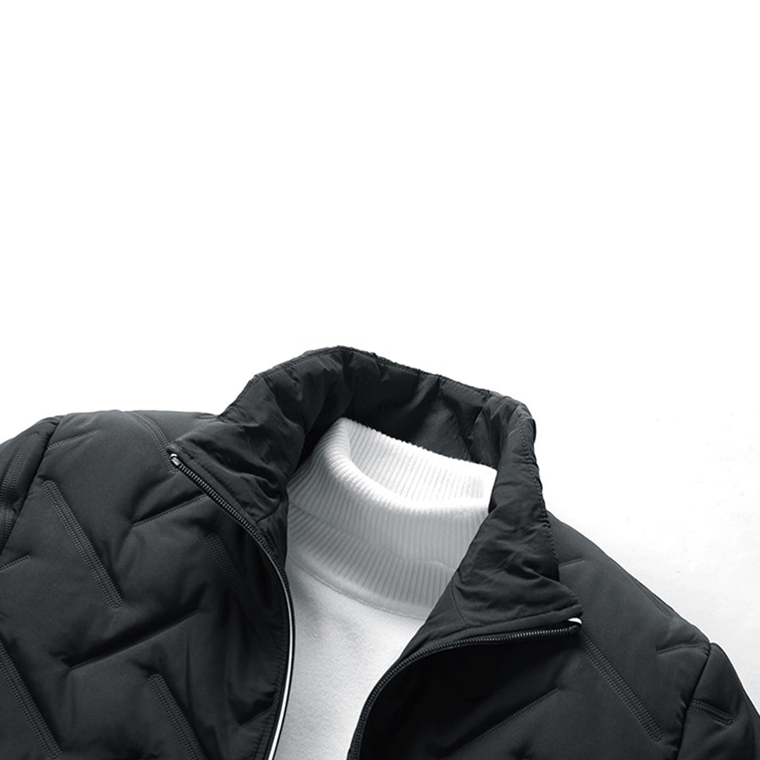 W&W Mode | Moderne Herren-Steppjacke Mit Reißverschluss Und Stehkragen