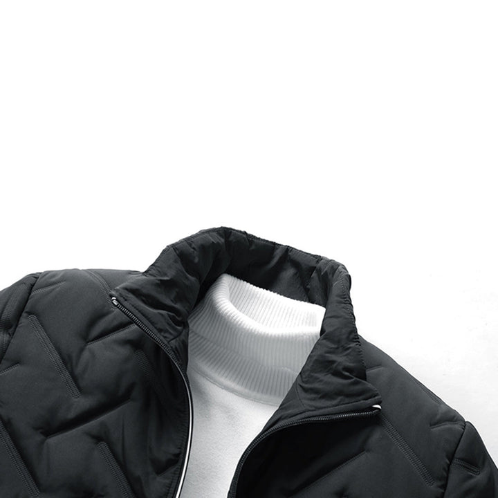W&W Mode | Moderne Herren-Steppjacke Mit Reißverschluss Und Stehkragen