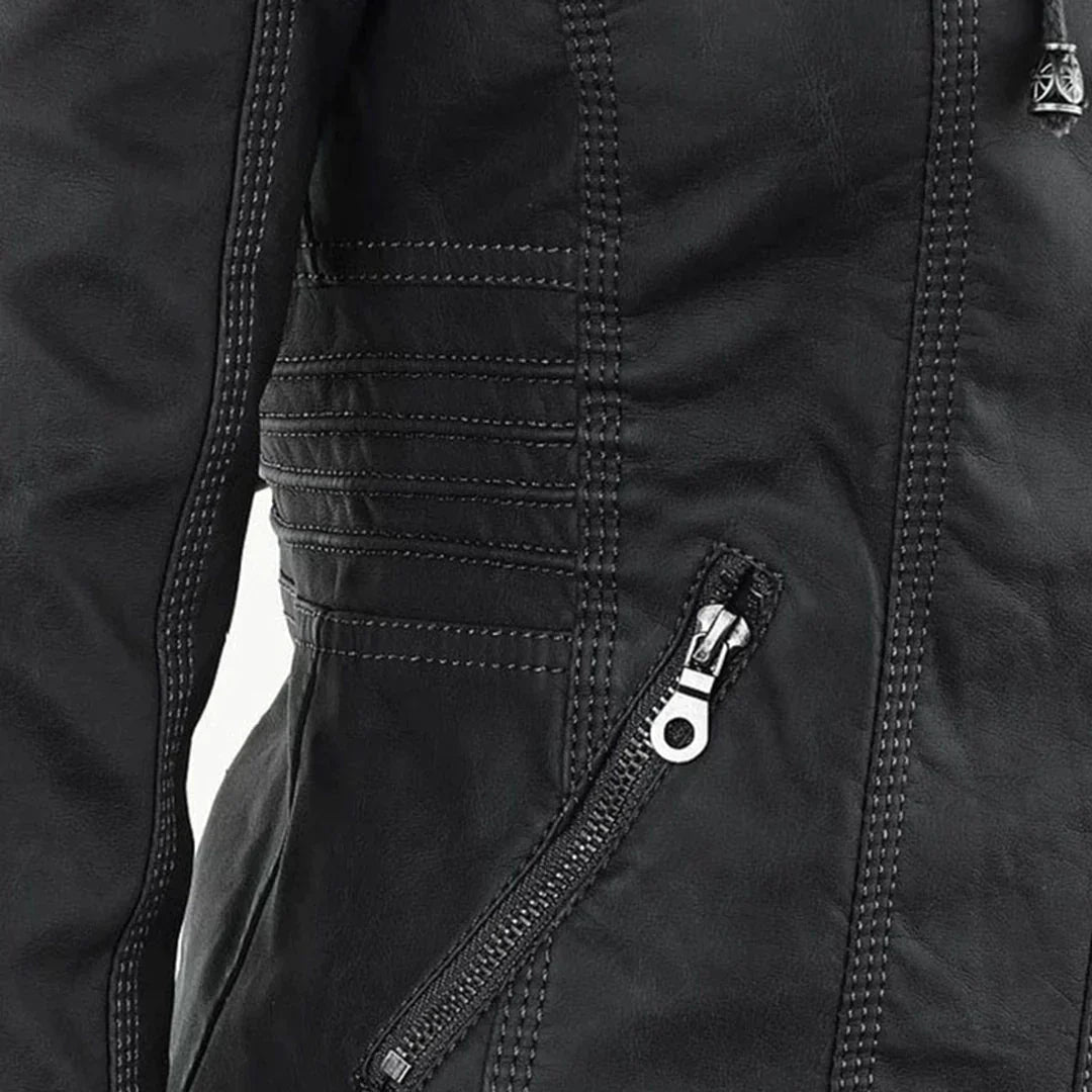 W&W Mode | Elegantes Motorradjacke Mit Kapuze Aus Hochwertigem Leder