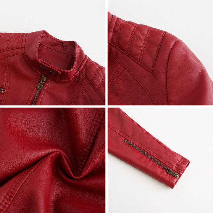 W&W Mode | Lederjacke für Damen - Modische Jacke mit Reißverschluss